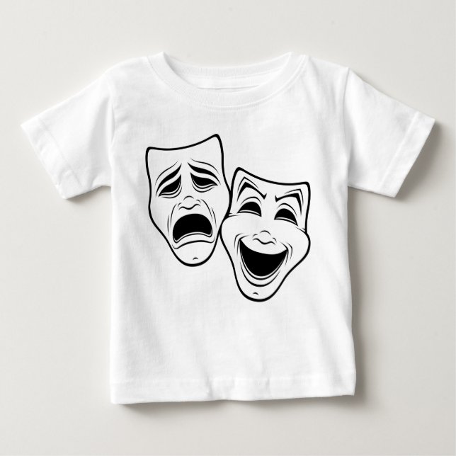 T-shirt Pour Bébé Comédie Et Tragédie Théâtre Masque La Ligne Noire (Devant)