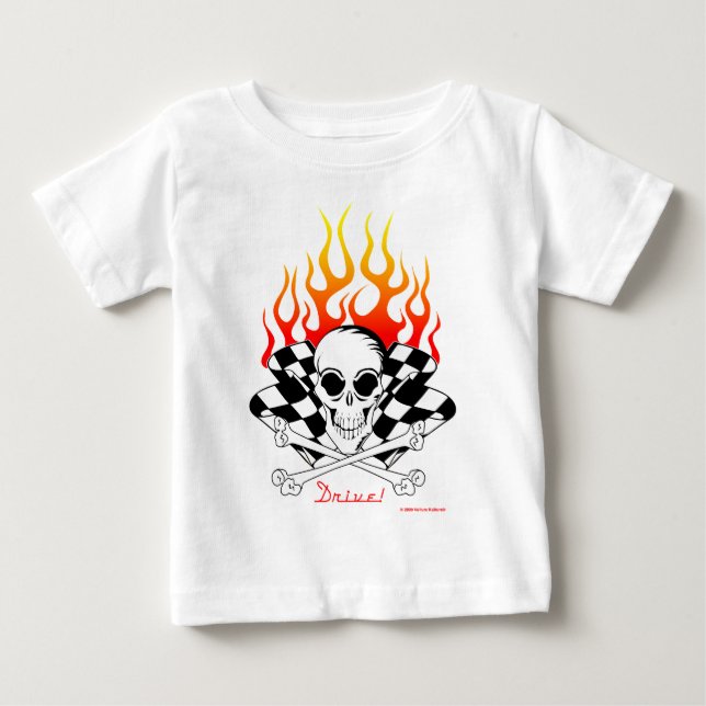 T-shirt Pour Bébé Commande ! Crâne, os croisés, emballant des (Devant)