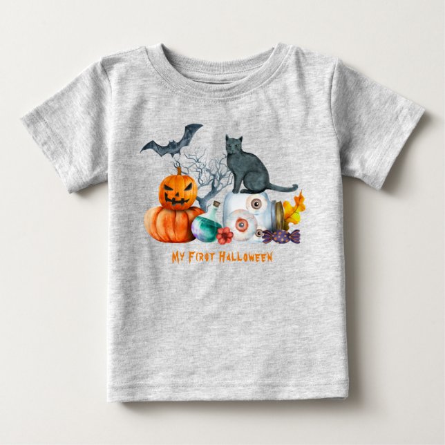 T-shirt Pour Bébé Composition Halloween Mon Premier Halloween (Devant)
