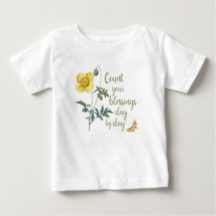 T-shirt Pour Bébé Comptez vos bénédictions - pavot jaune vintage