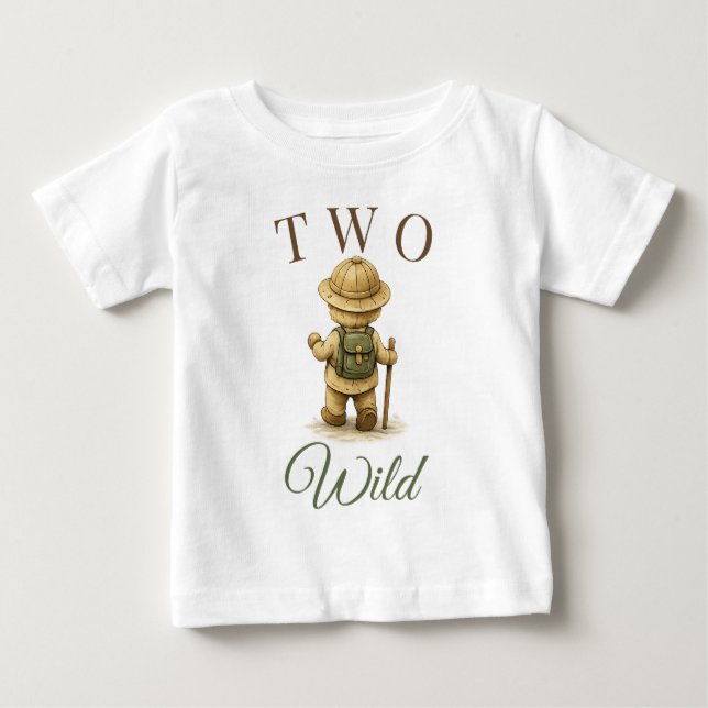 T-shirt Pour Bébé Conception d'anniversaire d'ours explorateur Boho (Devant)