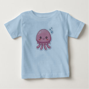 T-shirt Pour Bébé Conception d'autocollant de méduse rose Kawaii mig