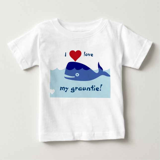 T-shirt Pour Bébé Conception de baleine avec amour d'I mon grauntie (Devant)