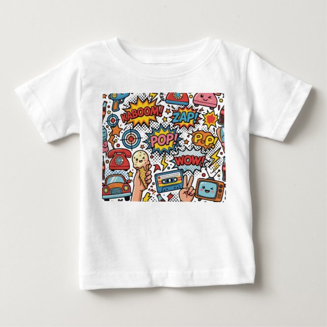 T-shirt Pour Bébé conception de bandes dessinées rétro (Devant)