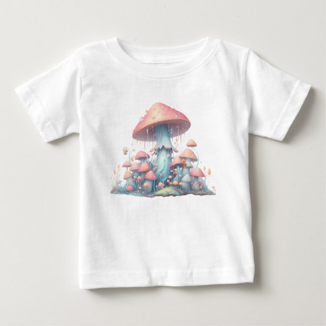 T-shirt Pour Bébé Conception de champignons pastel rétro aux couleur (Devant)