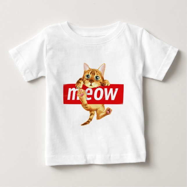 T-shirt Pour Bébé Conception de chat de signe de miaulement (Devant)