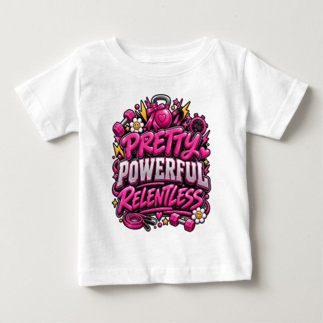 T-shirt Pour Bébé Conception de citation de salle de sport rose impl (Devant)