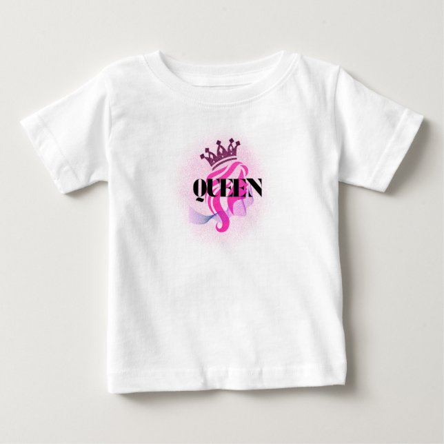 T-shirt Pour Bébé Conception de couronne de reine rose – Puissance f (Devant)
