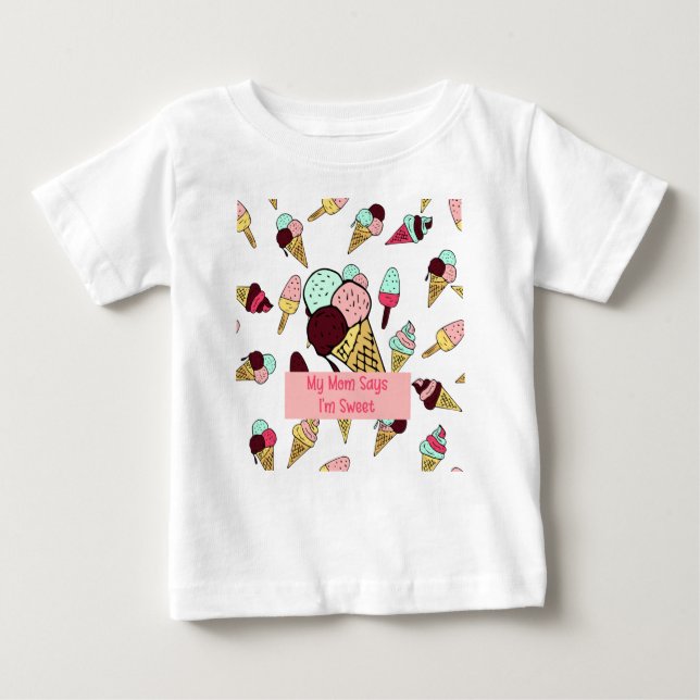 T-shirt Pour Bébé Conception de crème glacée pour bébé fille (Devant)