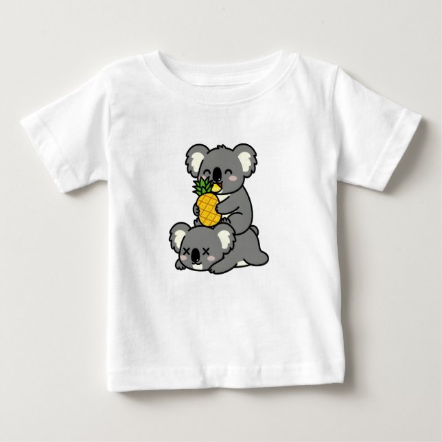 T-shirt Pour Bébé Conception de dessin animé de koalas mignons mange (Devant)