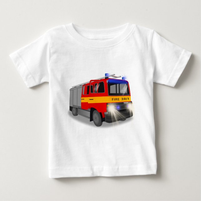T-shirt Pour Bébé Conception de dessin du moteur cool d'incendie pou (Devant)