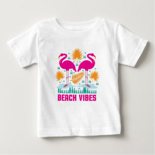 T-shirt Pour Bébé Conception de flamants roses de vibes de plage