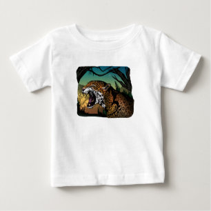 T-shirt Pour Bébé Conception de jungle de jaguar grognant – Teal de