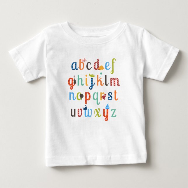 T-shirt Pour Bébé Conception de l'alphabet (Devant)