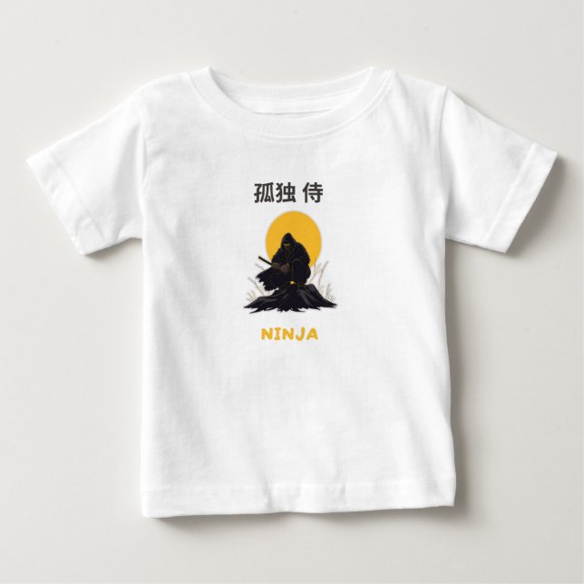 T-shirt Pour Bébé Conception de l'art du ninja samouraï solitaire (Devant)