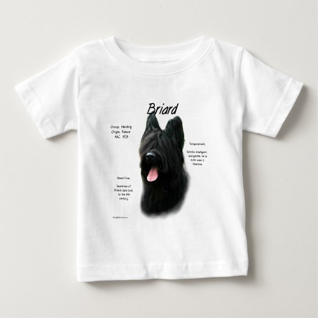 T-shirt Pour Bébé Conception de l'historique de Briard (noir) (Devant)