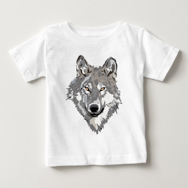 T-shirt Pour Bébé Conception de loup gris (Devant)