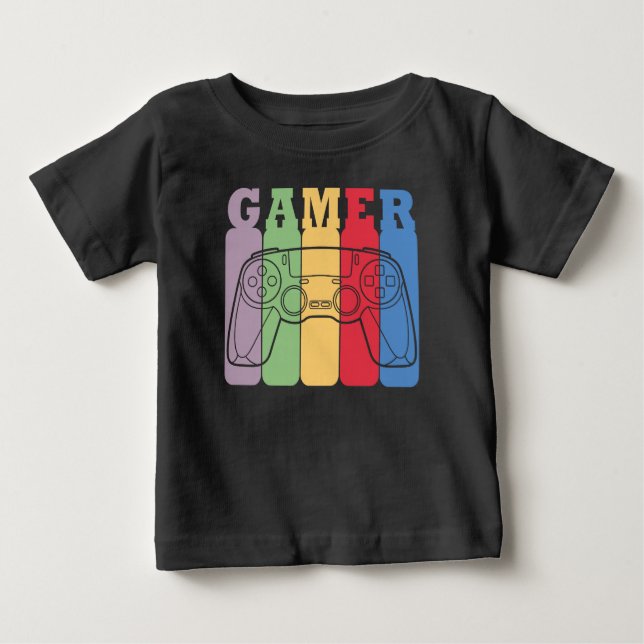 T-shirt Pour Bébé Conception de manette de jeu rétro pour joueur (Devant)