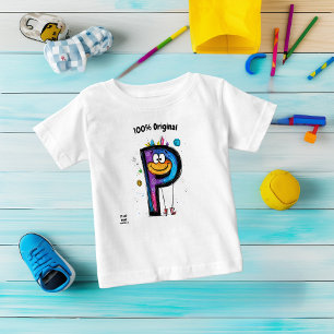 T-shirt Pour Bébé Conception de monogramme coloré P – Design amusant