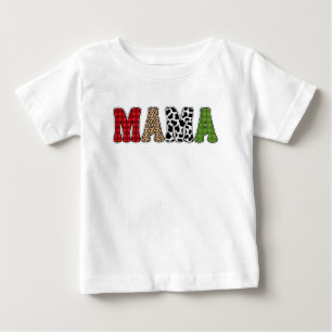 T-shirt Pour Bébé Conception de motif à carreaux de Mama Noël