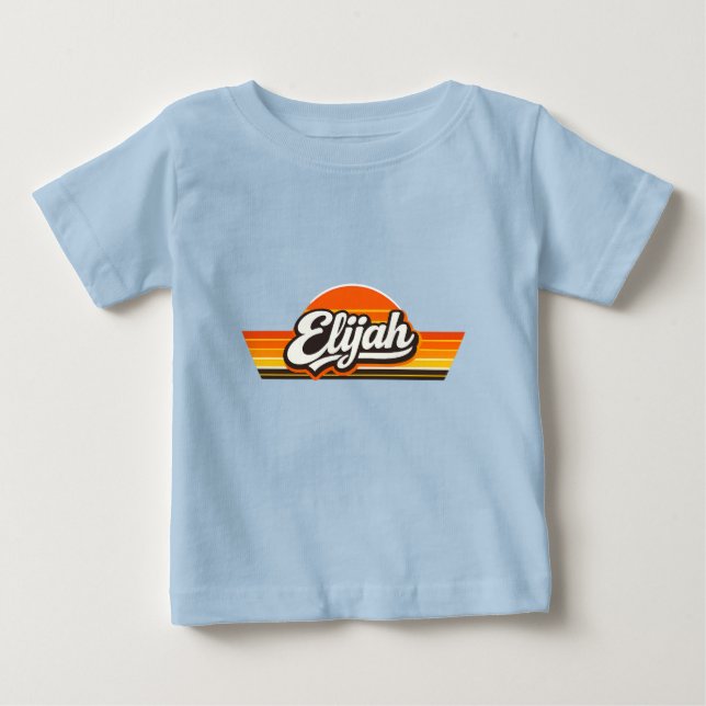 T-shirt Pour Bébé Conception de nom Elijah Retro Sunset (Devant)