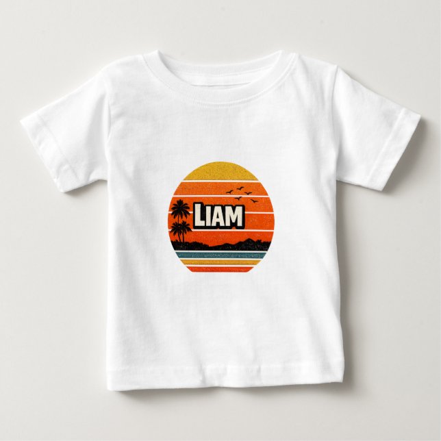 T-shirt Pour Bébé Conception de nom personnalisé Liam Rétro (Devant)