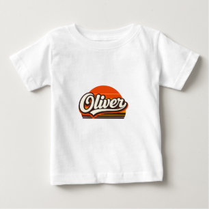 T-shirt Pour Bébé Conception de nom personnalisé Oliver Retro Sunset