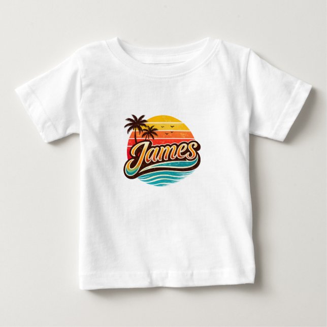 T-shirt Pour Bébé Conception de nom tropical au coucher du soleil ré (Devant)