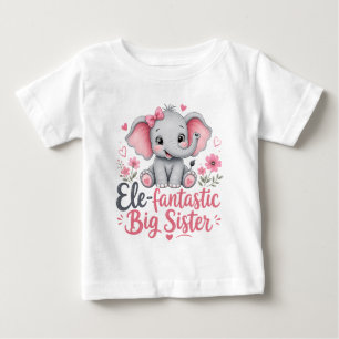 T-shirt Pour Bébé Conception d'éléphant mignon de grande sœur élé-fa
