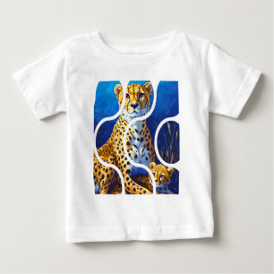 T-shirt Pour Bébé Conception faune mère et petit guépard