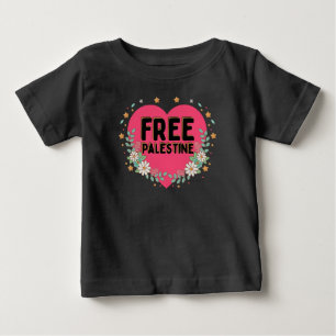 T-shirt Pour Bébé conception graphique de cœur Palestine rose mignon