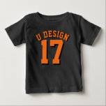 T-shirt Pour Bébé Conception noire et orange du Jersey de sports de<br><div class="desc">Conception noire et orange du Jersey de sports de l'enfant en bas âge | • Sweatshirt de sweat - shirt à capuche de pull d'ouatine d'enfant en bas âge</div>