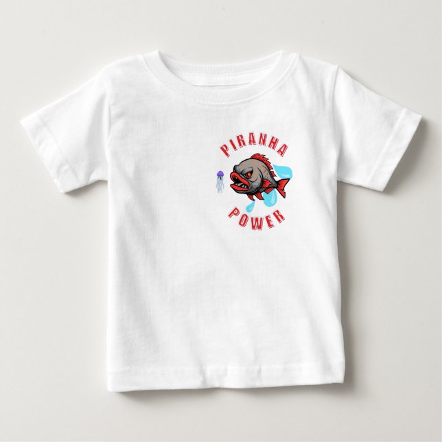T-shirt Pour Bébé Conception Piranha Power (Devant)