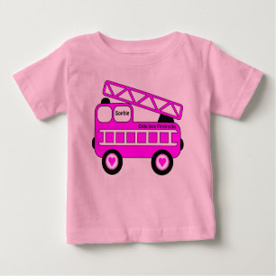 T-shirt Pour Bébé Conception rose lumineuse mignonne de Firetruck de