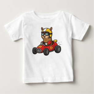 T-shirt Pour Bébé Conducteur de voiture de course bébé alpaca mignon