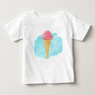 T-shirt Pour Bébé Cône De Crème De Glace Avec Un Plat De Peinture Bl