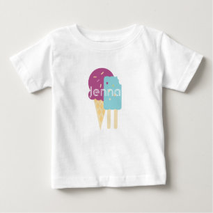 T-shirt Pour Bébé Cône de glace personnalisé au nom du tout-petit