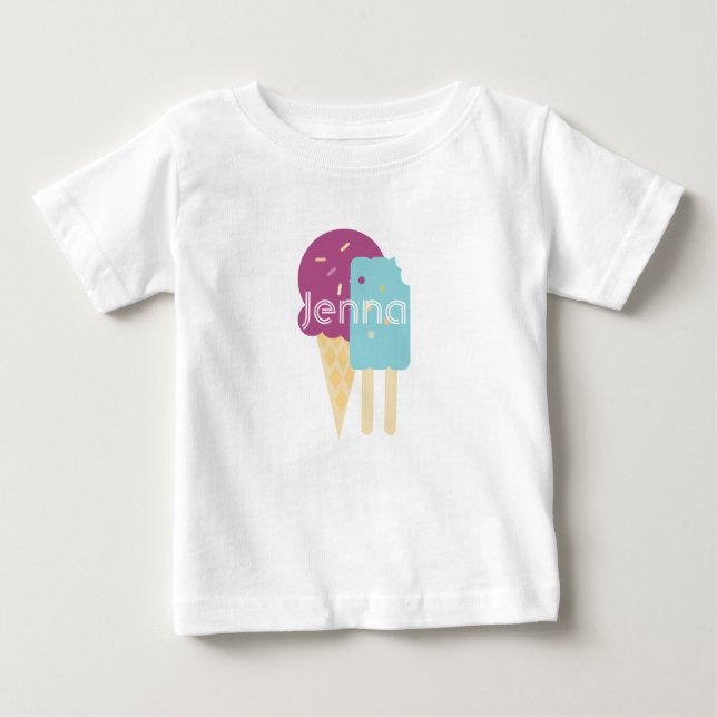 T-shirt Pour Bébé Cône de glace tout-petit nom personnalisé (Devant)