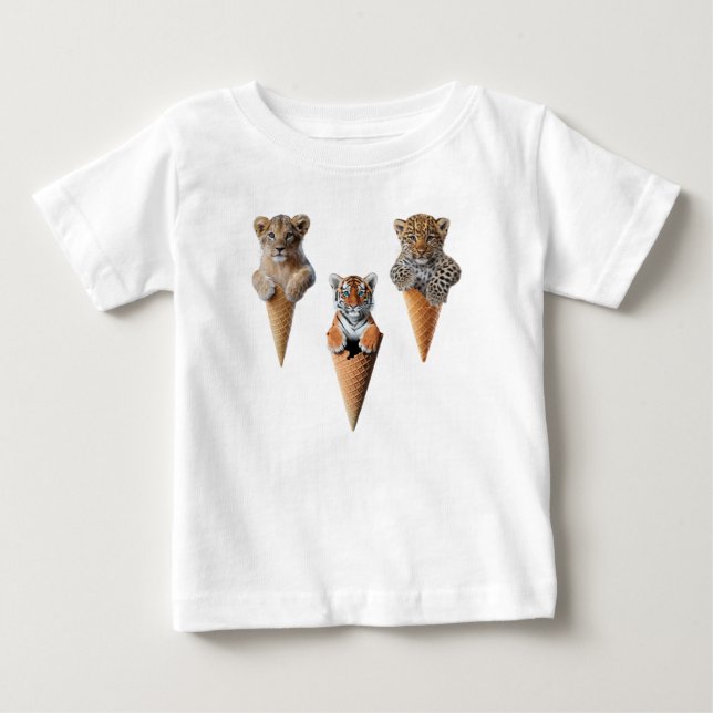 T-shirt Pour Bébé Cônes de gros chat mignon (Devant)