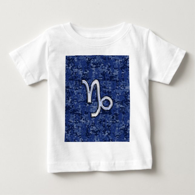 T-shirt Pour Bébé Connexion Zodiac Capricorne sur Camouflage numériq (Devant)