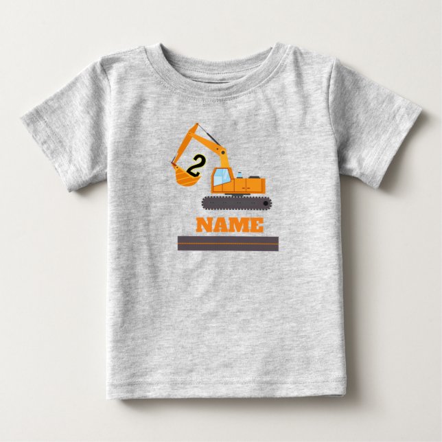 T-shirt Pour Bébé construction 2e anniversaire - personnalisation de (Devant)