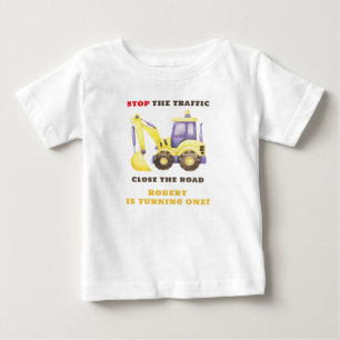 T-shirt Pour Bébé Construction Truck Excavateur fête d'anniversaire
