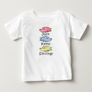 T-shirt Pour Bébé Continuez À Sourire ! Poisson à dents coloré