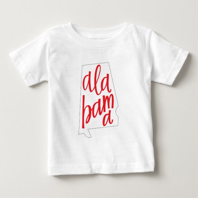 T-shirt Pour Bébé Contour d'état de l'Alabama (Devant)
