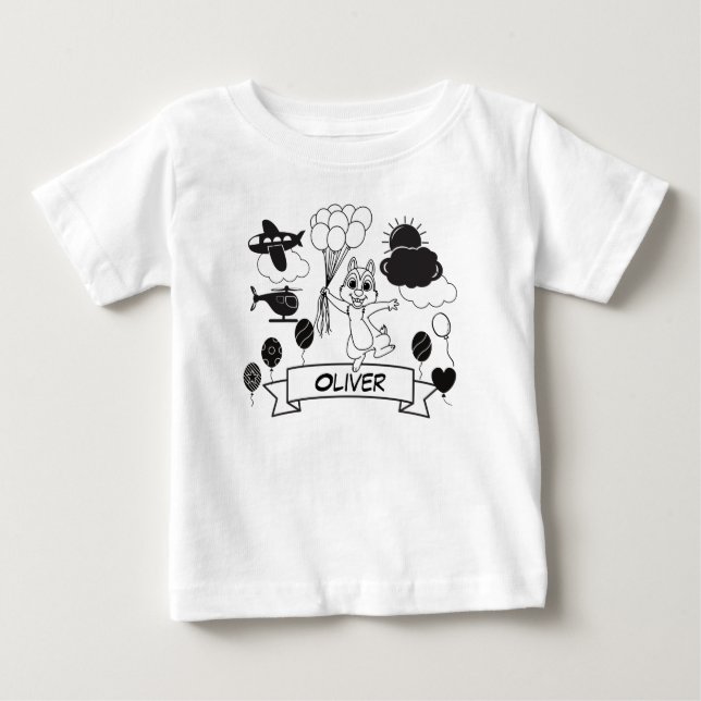 T-shirt Pour Bébé Contraste noir et blanc élevé (Devant)