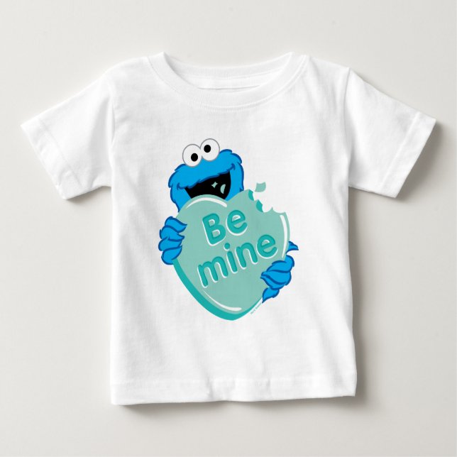 T-shirt Pour Bébé Cookie Monster "Be Mine" Candy Saint-Valentin (Devant)