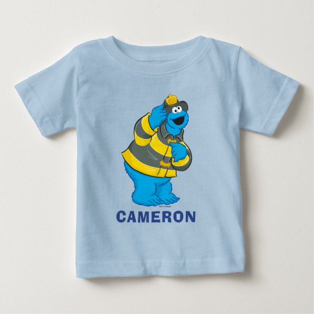 T-shirt Pour Bébé Cookie Monster | Costume pompier (Devant)