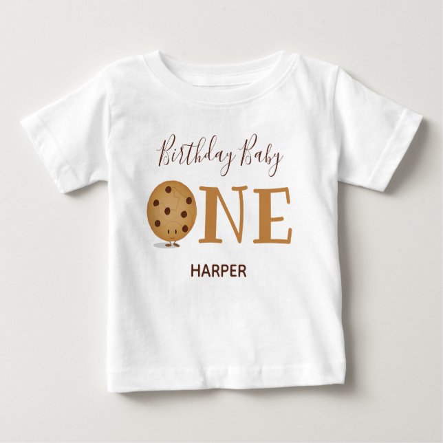 T-shirt Pour Bébé Cookie Un 1er Premier Anniversaire (Devant)