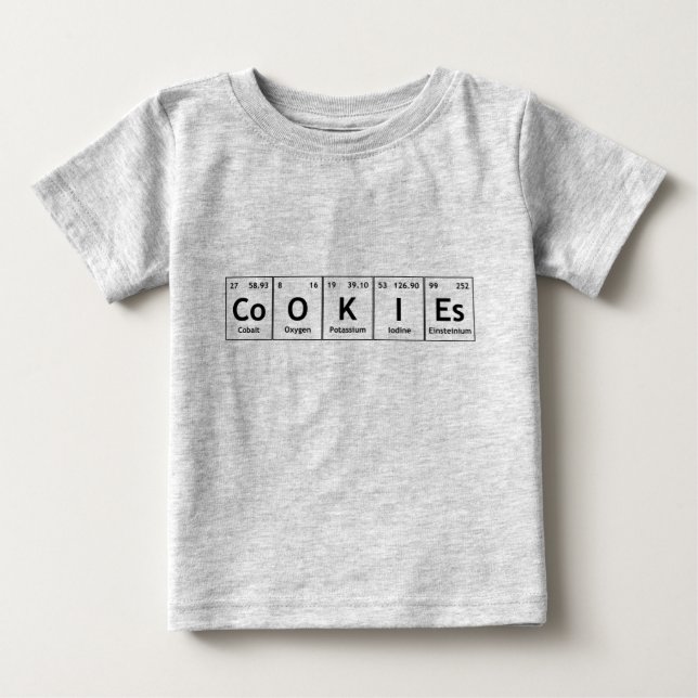 T-shirt Pour Bébé CoOKIEs Chimie Tableau périodique Mots éléments (Devant)