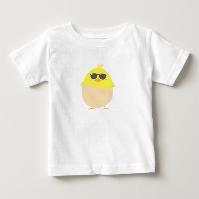 T-shirt Pour Bébé Cool Chick funky Pâques jaune poussin (Devant)